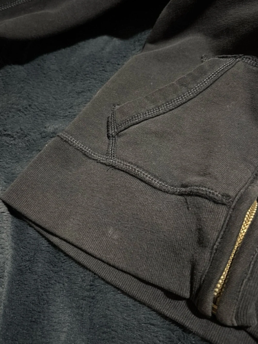 abercrombie kids navy zip-up hoodie with cream lettering